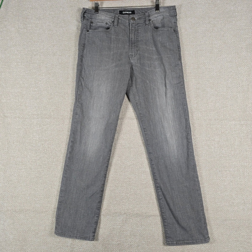 Express Mens Hyper Stretch Slim Straight Jeans Grey‎ 34x32